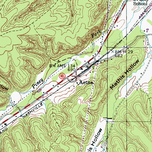 Topographic Map of Aetna, TN