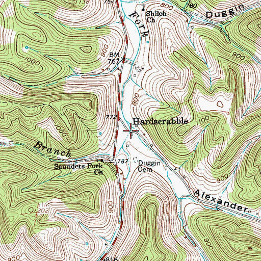 Topographic Map of Alexander Hollow, TN