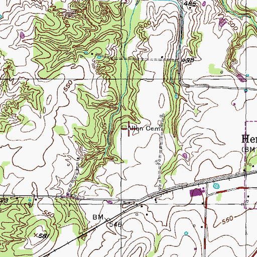 Topographic Map of Allen Cemetery, TN