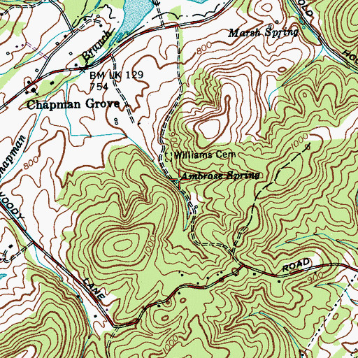 Topographic Map of Ambrose Spring, TN
