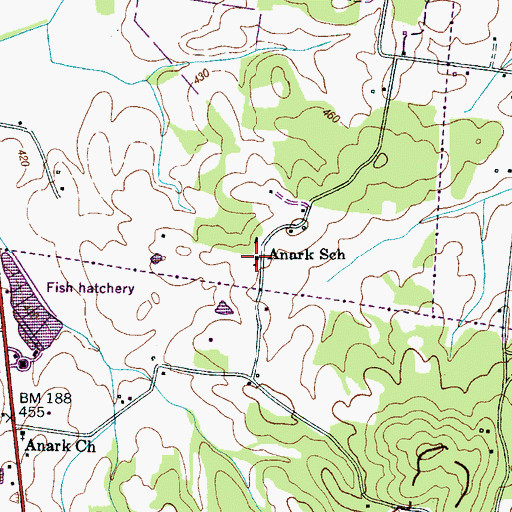 Topographic Map of Anark School, TN