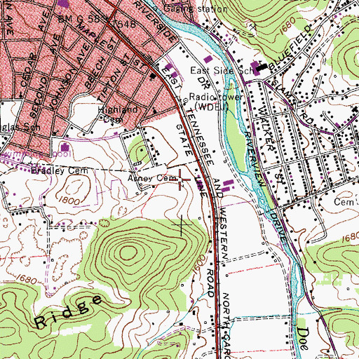 Topographic Map of Arney Cemetery, TN