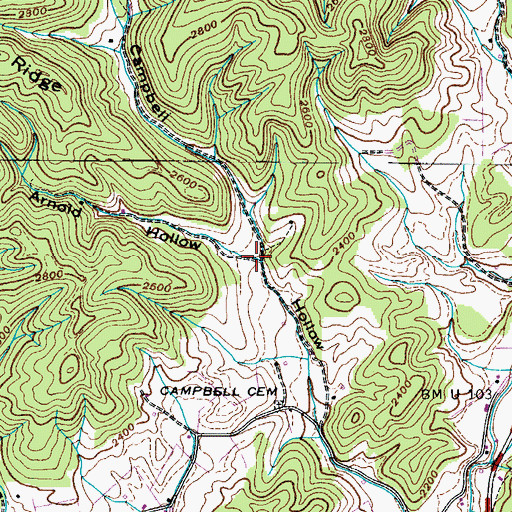 Topographic Map of Arnold Hollow, TN