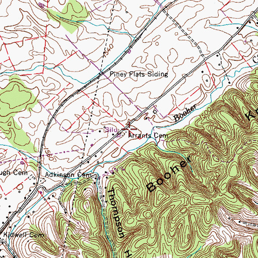 Topographic Map of Arrants Cemetery, TN