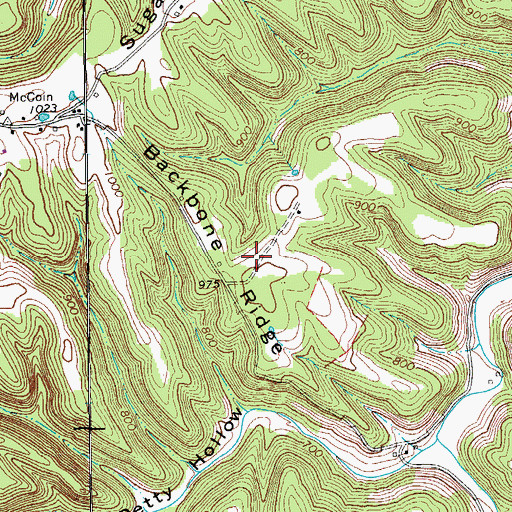 Topographic Map of Backbone Ridge, TN