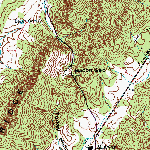 Topographic Map of Bacon Gap, TN