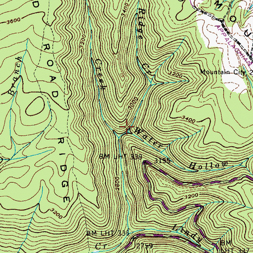 Topographic Map of Bakers Ridge Creek, TN
