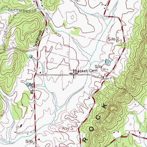 Topographic Map of Basket Cemetery, TN