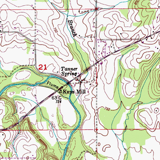 Topographic Map of Tanner Spring, AL