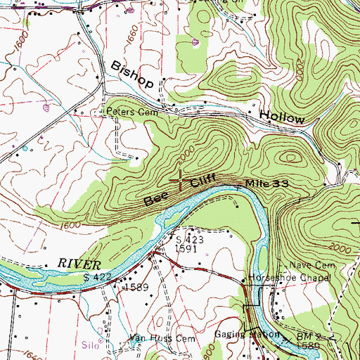 Topographic Map of Bee Cliff, TN