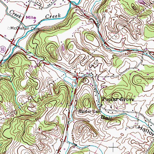 Topographic Map of Bell Hollow, TN