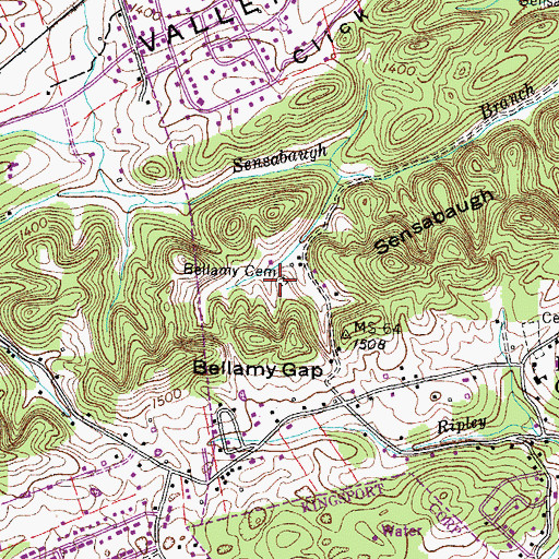 Topographic Map of Bellamy Cemetery, TN