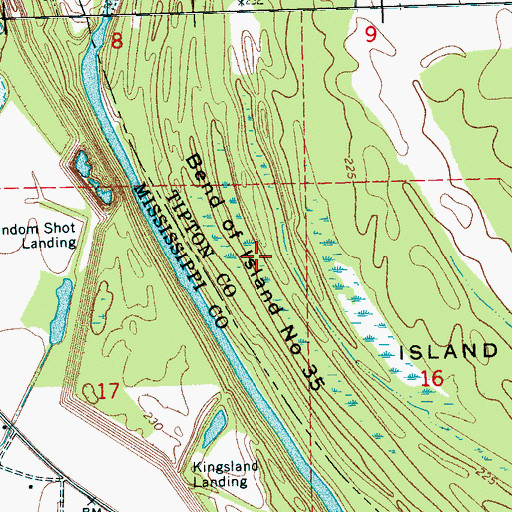 Topographic Map of Bend of Island Number Thirty-five, TN