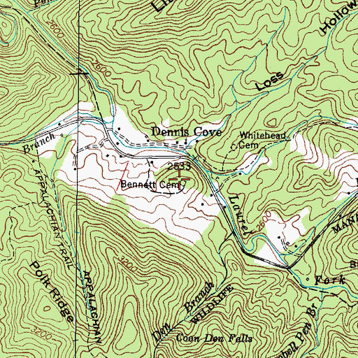 Topographic Map of Bennett Cemetery, TN