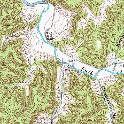 Topographic Map of Big Hollow, TN