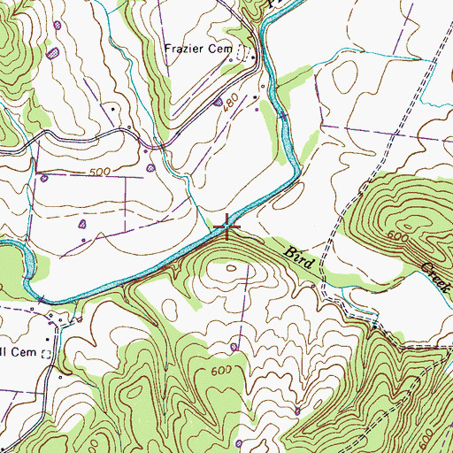 Topographic Map of Bird Creek, TN