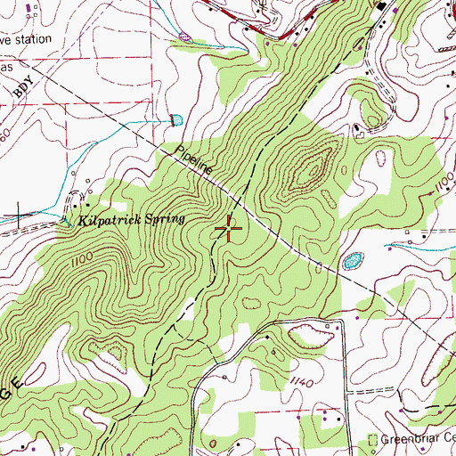 Topographic Map of Blackoak Ridge, TN