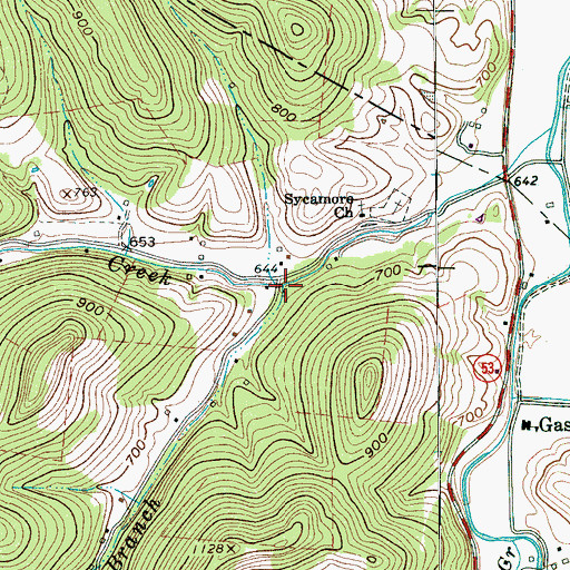 Topographic Map of Blair Branch, TN