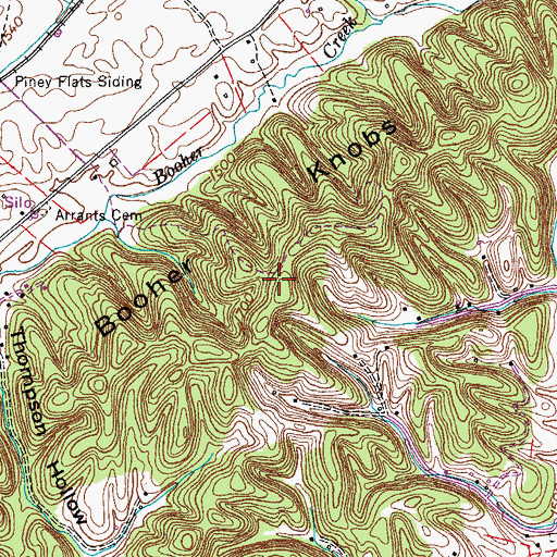 Topographic Map of Booher Knobs, TN