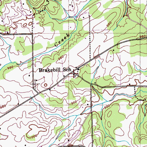 Topographic Map of Brakebill School, TN