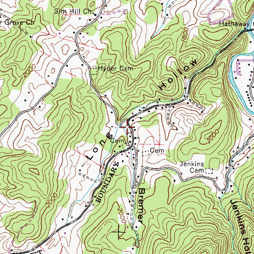 Topographic Map of Bremer Hollow, TN