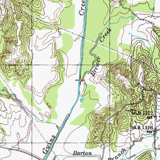 Topographic Map of Brewer Creek, TN