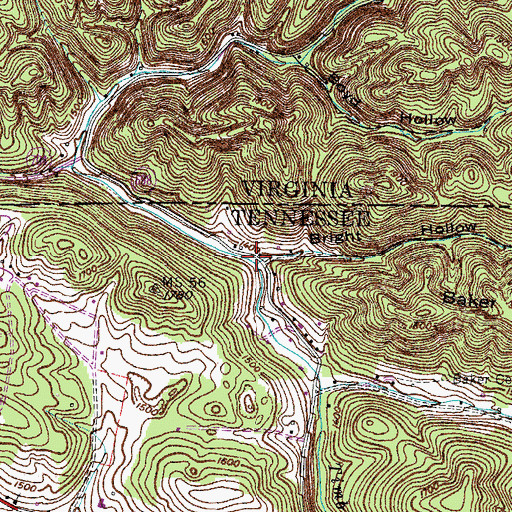 Topographic Map of Bright Hollow, TN