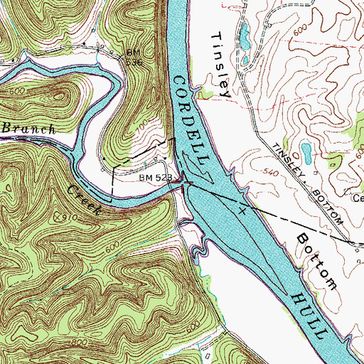 Topographic Map of Brimstone Creek, TN