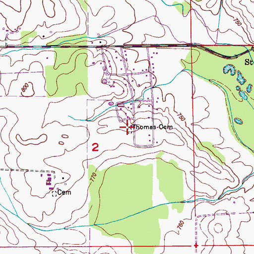 Topographic Map of Thomas Cemetery, AL