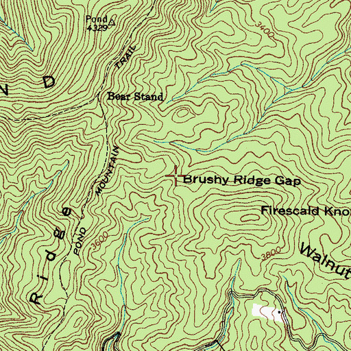 Topographic Map of Brushy Ridge Gap, TN