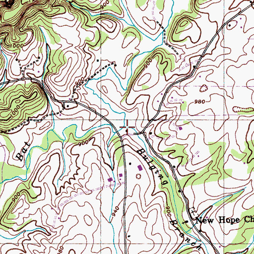Topographic Map of Bulging Branch, TN