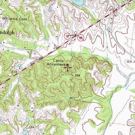 Topographic Map of Camp Annemeekee, TN