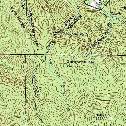 Topographic Map of Campbell Pen Knob, TN