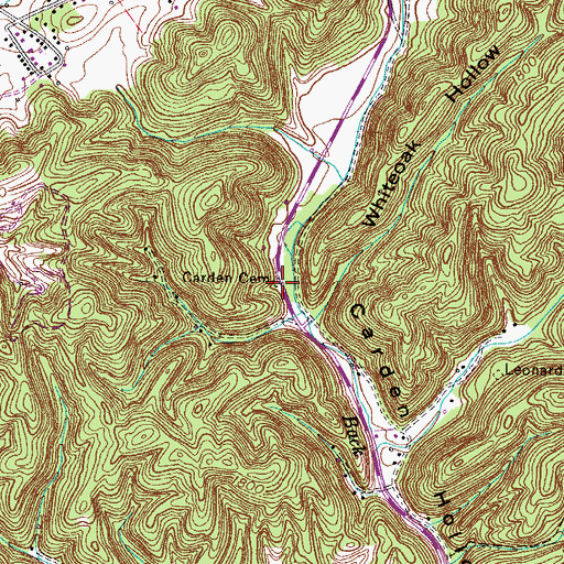 Topographic Map of Carden Cemetery, TN