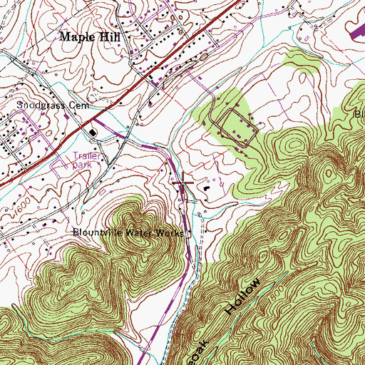 Topographic Map of Carden Hollow, TN