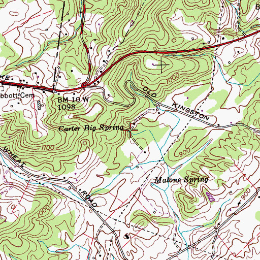 Topographic Map of Carter Big Spring, TN