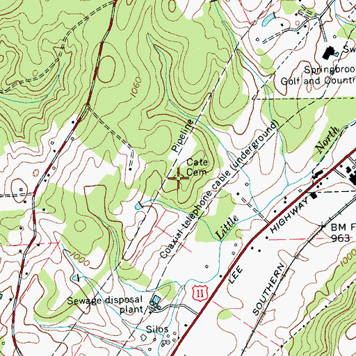 Topographic Map of Cate Cemetery, TN