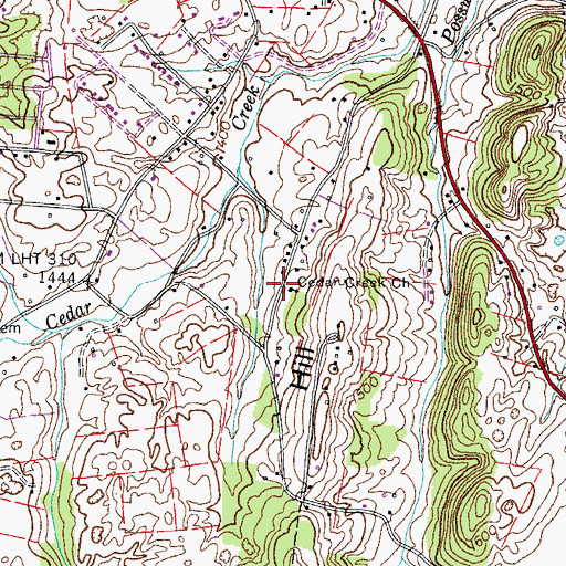 Topographic Map of Cedar Creek Church, TN