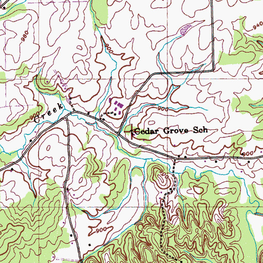 Topographic Map of Cedar Grove School, TN