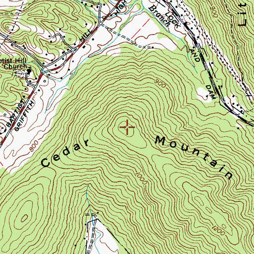 Topographic Map of Cedar Mountain, TN