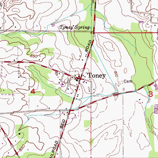 Topographic Map of Toney, AL