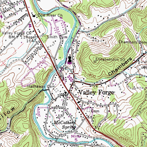 Topographic Map of Chambers Hollow, TN
