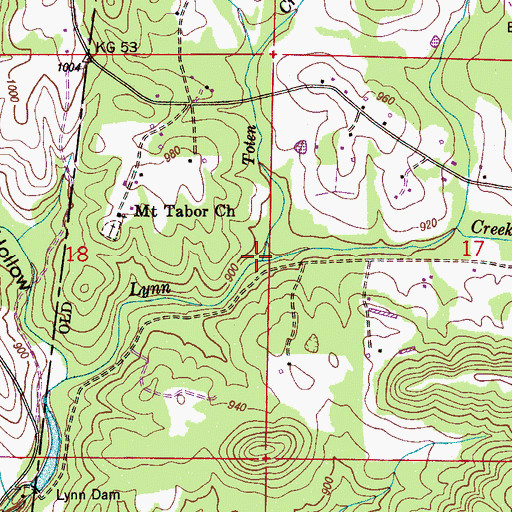 Topographic Map of Toten Creek, AL