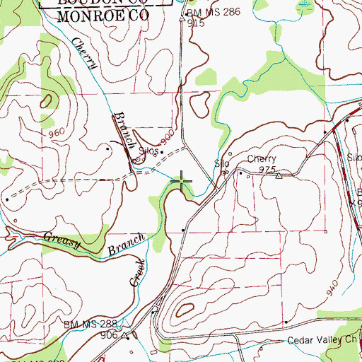 Topographic Map of Cherry Branch, TN