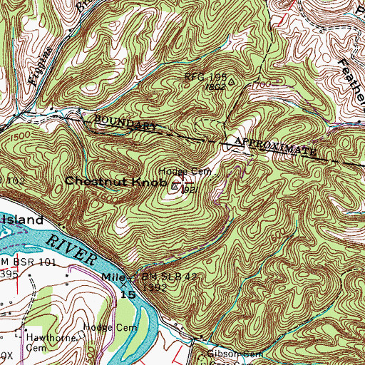 Topographic Map of Chestnut Knob, TN