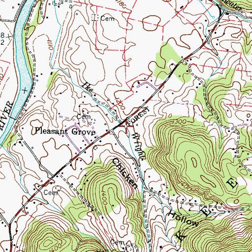 Topographic Map of Chicken Hollow, TN