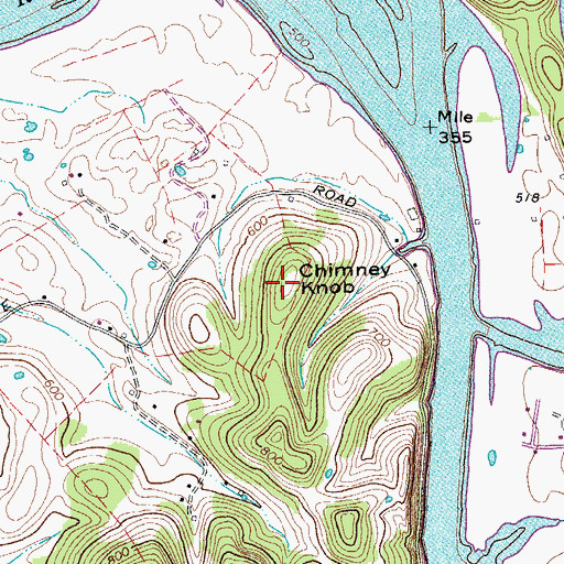 Topographic Map of Chimney Knob, TN
