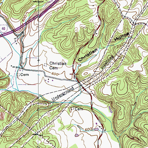 Topographic Map of Christian Hollow, TN