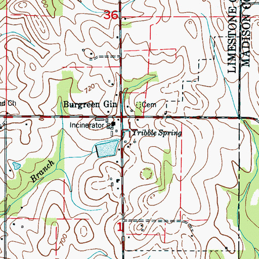 Topographic Map of Tribble Spring, AL
