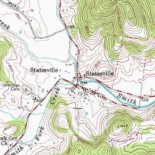 Topographic Map of Cleaver Creek, TN
